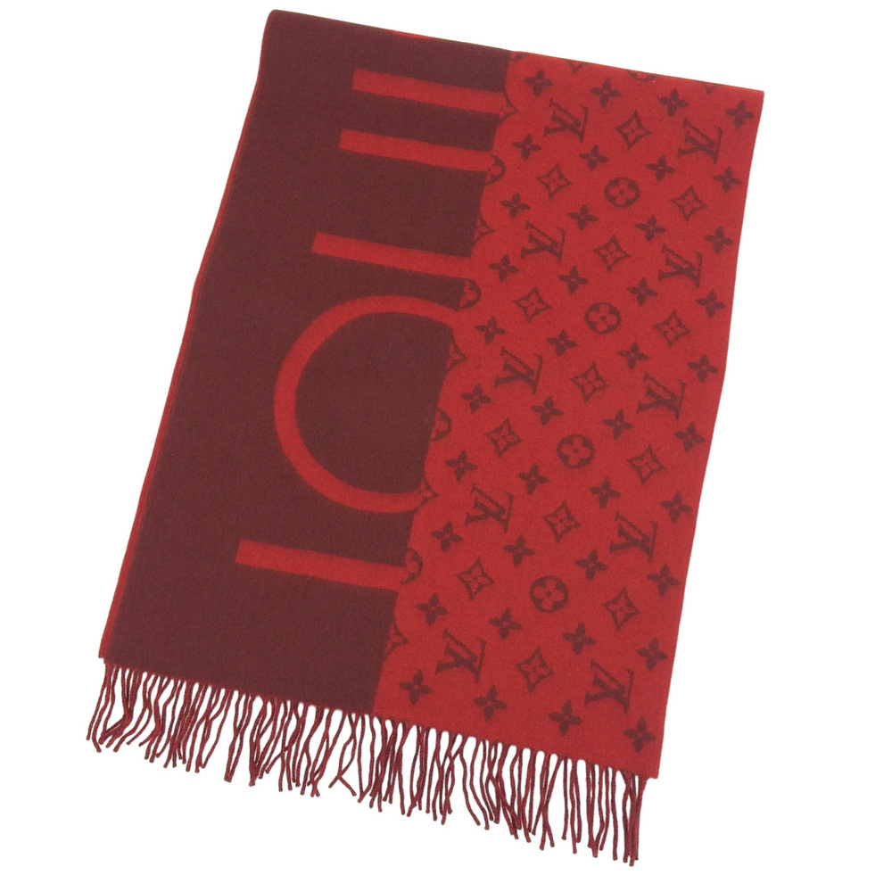 LOUIS VUITTON M76018 Echerpe Monogram Split 100% Cashmere Fringe Stole Scarf ...